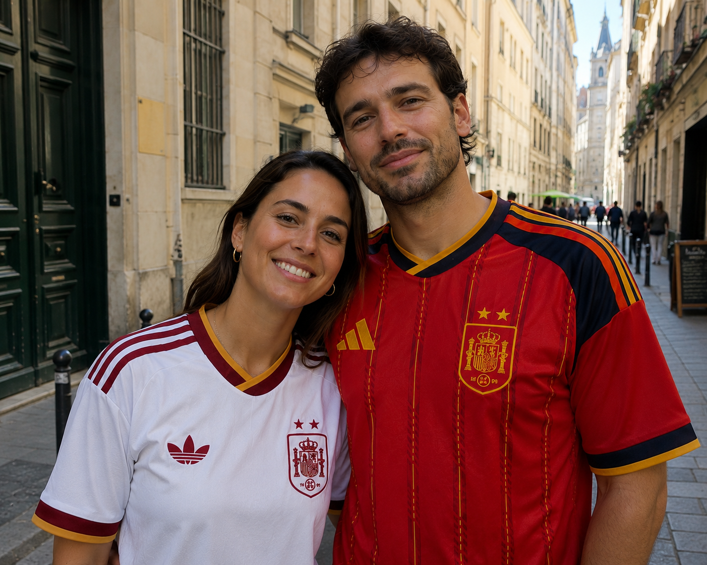 Foto de Pablo y Ana con la camiseta LA ROJA